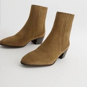 ZARA Suede Camel Ankle Booties